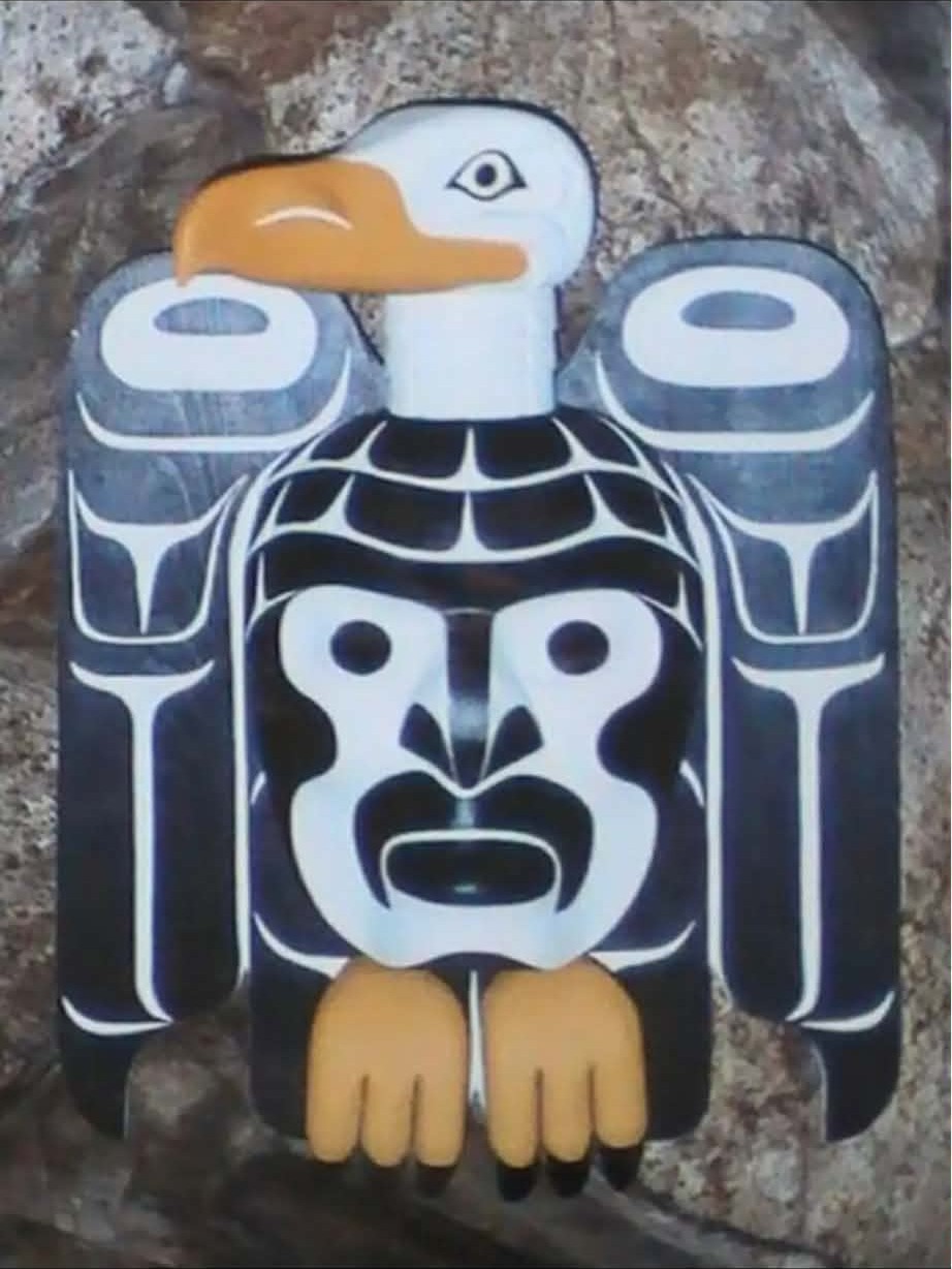 Carved and painted Thunderbird plaque